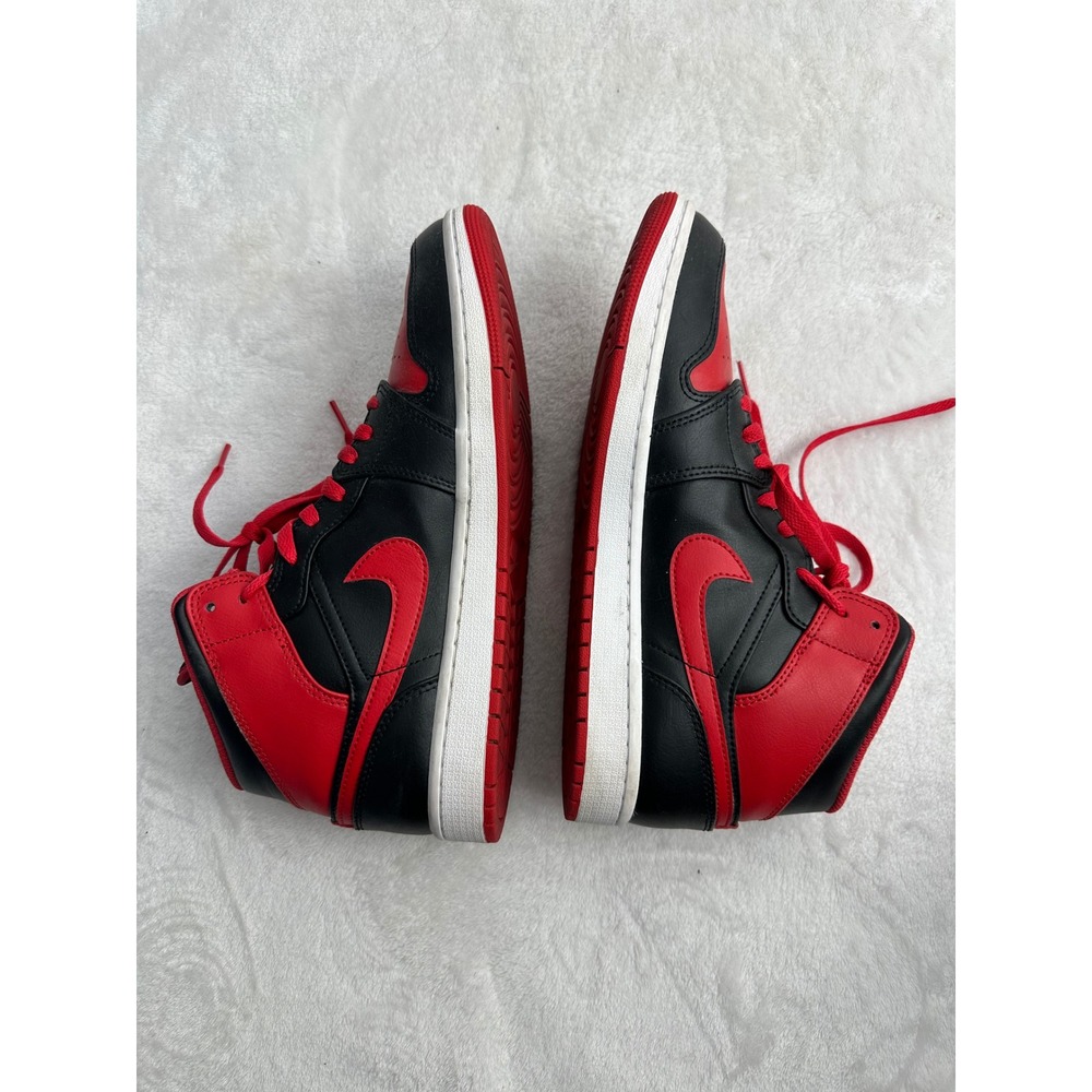 Nike‎ Air Jordan 1 Mid Bred Black Red Basketball Sneakers Men's Size 10 - Picture 6 of 9